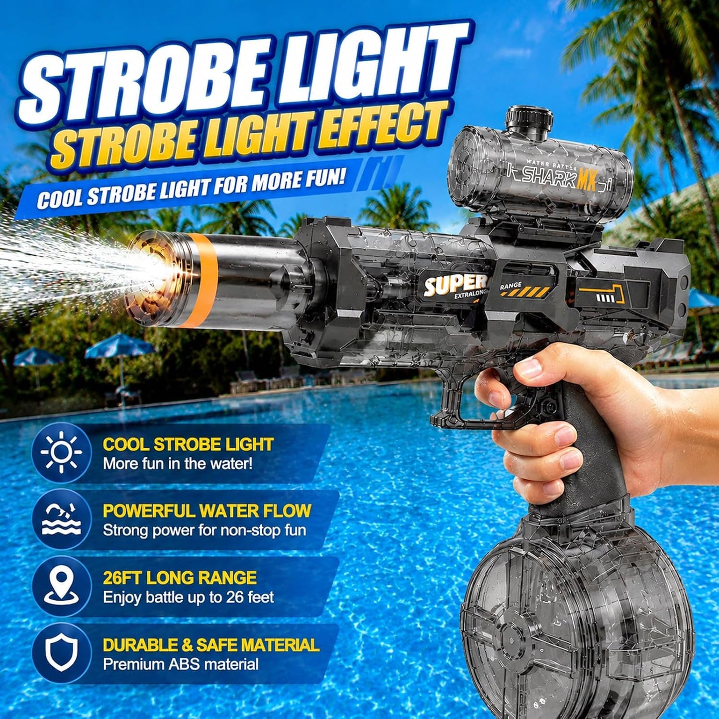Rechargeable Electric Water Blaster – High-Power Water Gun with LED Lights